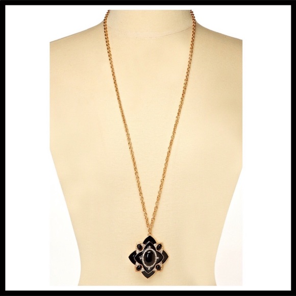 OLIVIA WELLES LONG BLACK PAVE CRYSTAL NECKLACE A2C - Picture 7 of 8